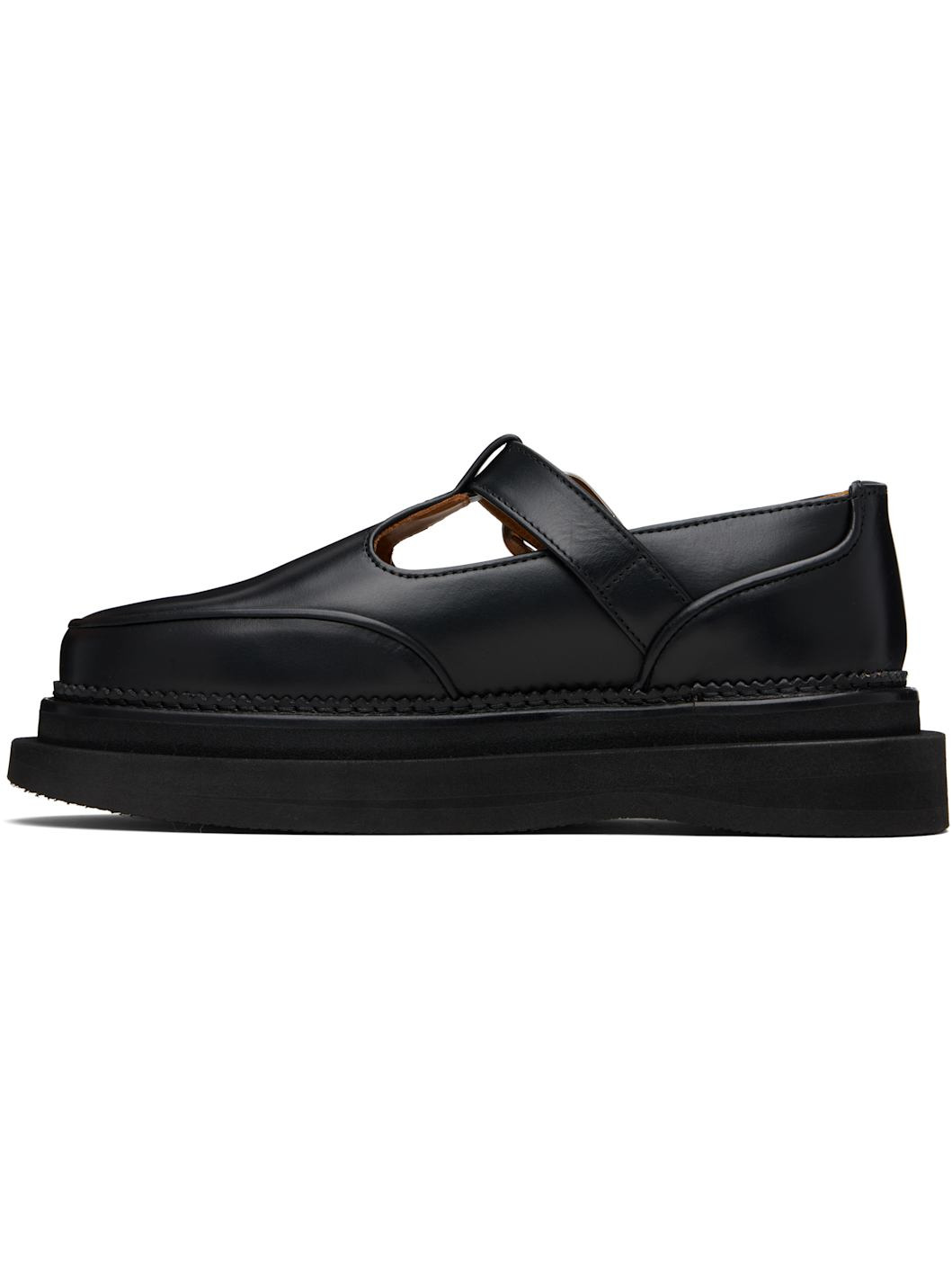 Black Hard Leather Loafers - 3