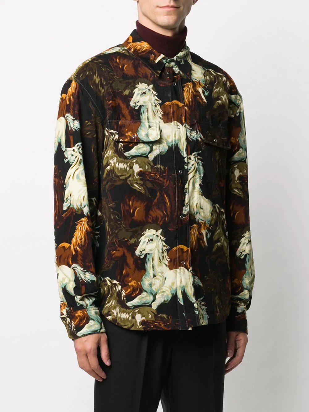 horse print overshirt - 3