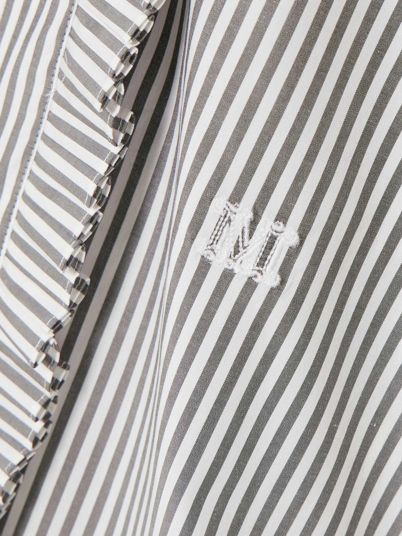 Didy logo-embroidered ruffled striped cotton-blend poplin shirt - 5