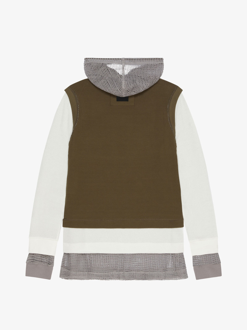 OVERLAPPED HOODED T-SHIRT IN COTTON AND MESH 5