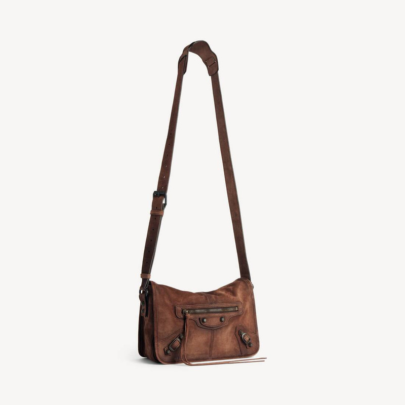 BALENCIAGA Men's Le City Flap Messenger Bag Small in Light Espresso outlook