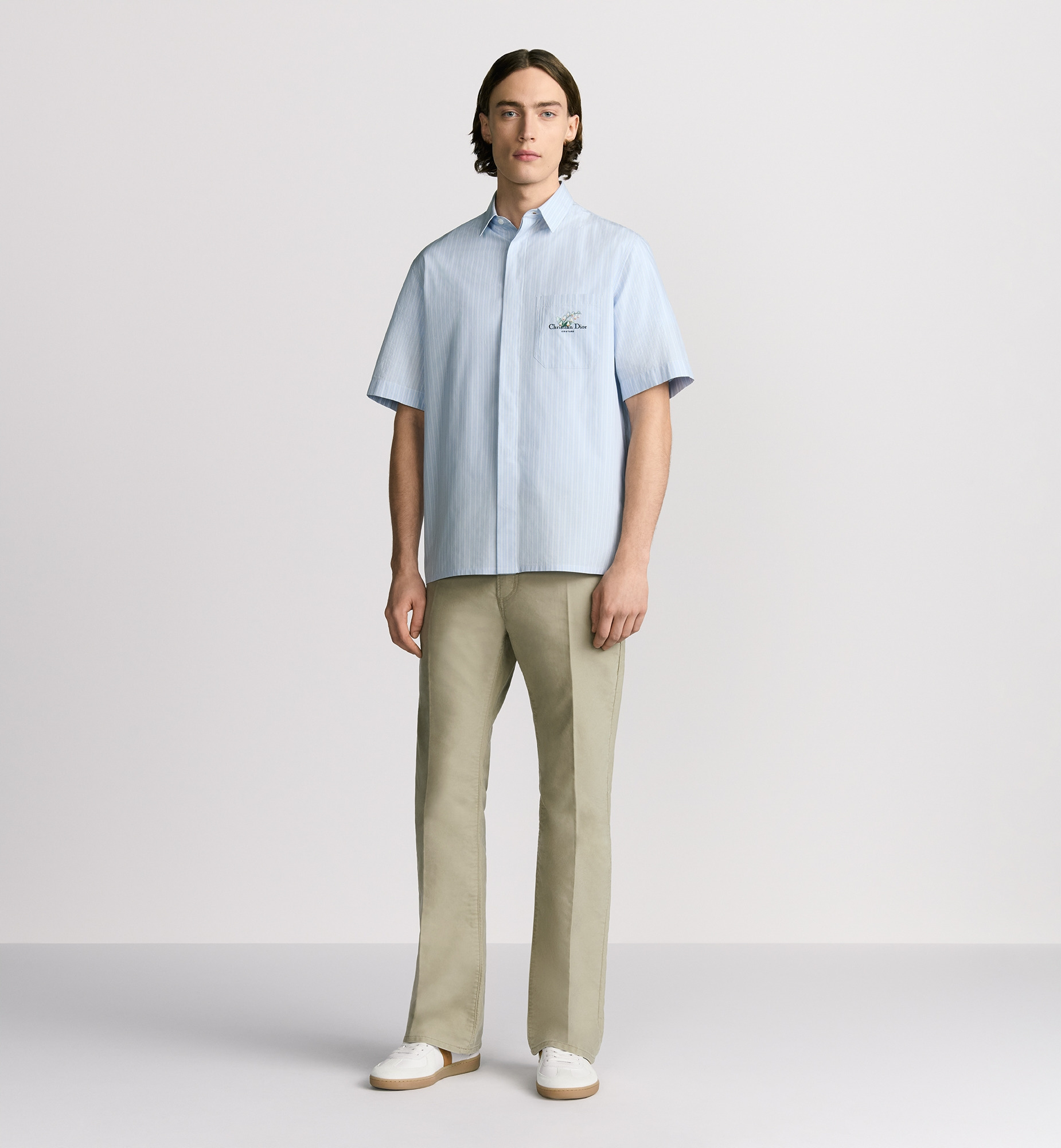 Short-Sleeved Shirt with Christian Dior Couture Lily of the Valley Embroidery - 3