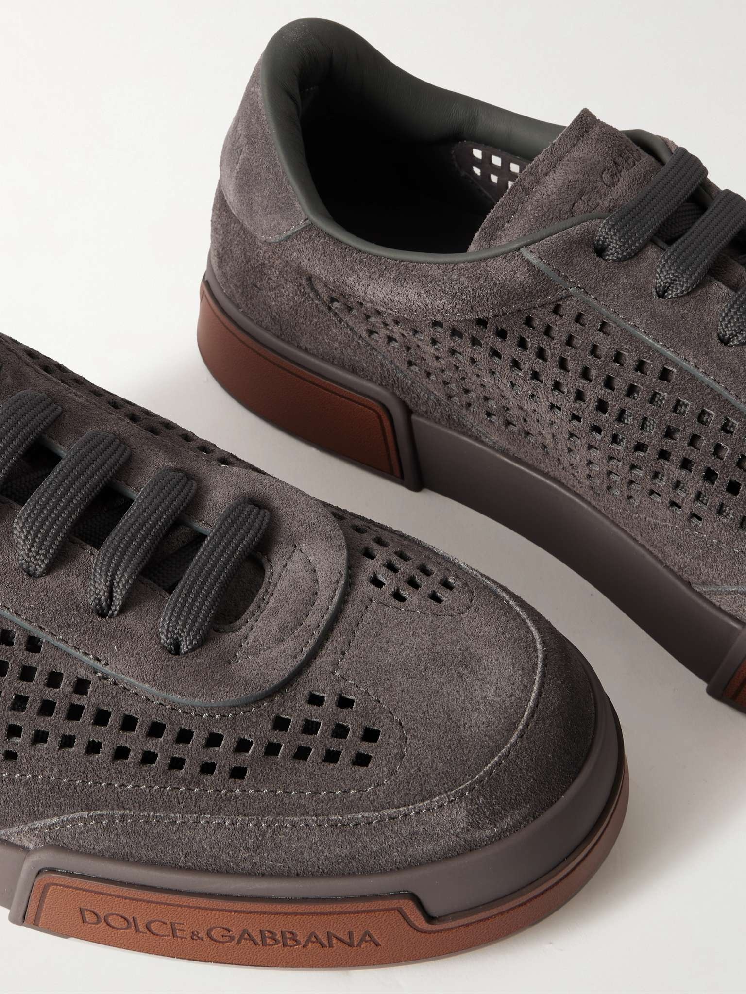 Portofino Yacht Perforated Distressed Suede Sneakers - 5