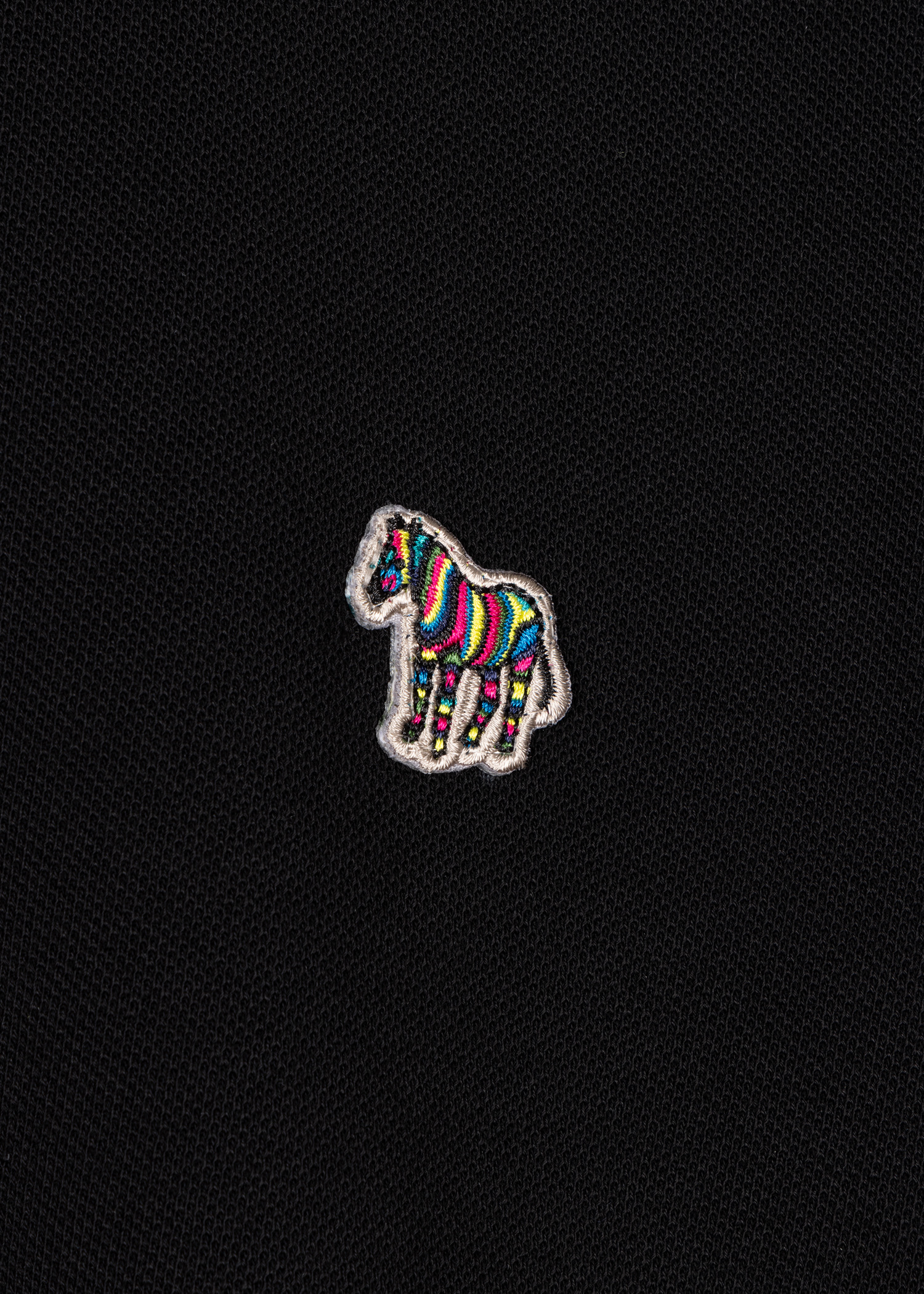 Black Cotton Zebra Logo Long-Sleeve Polo Shirt - 2
