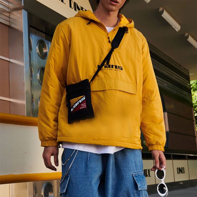 Men's Vans Casual Printing Zipper Hooded Jacket Yellow VN0A4MLB50X - 3