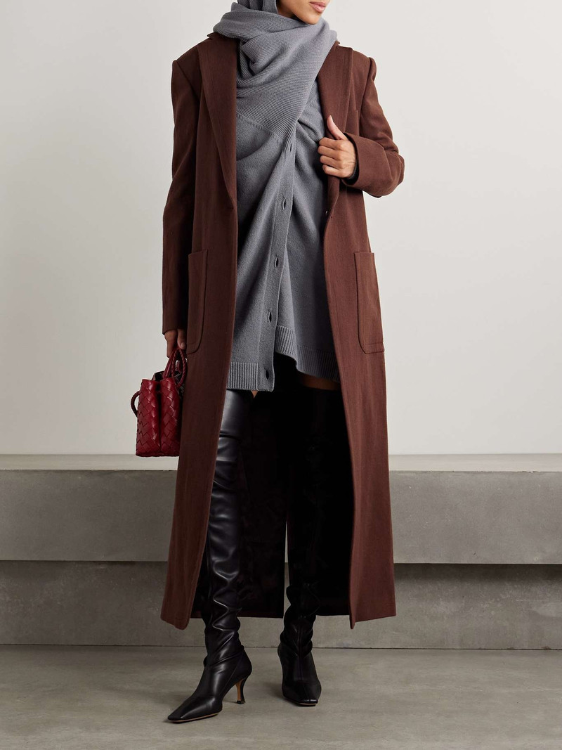MARIE ADAM-LEENAERDT Oversized scarf-detailed gathered wool cardigan Gray outlook