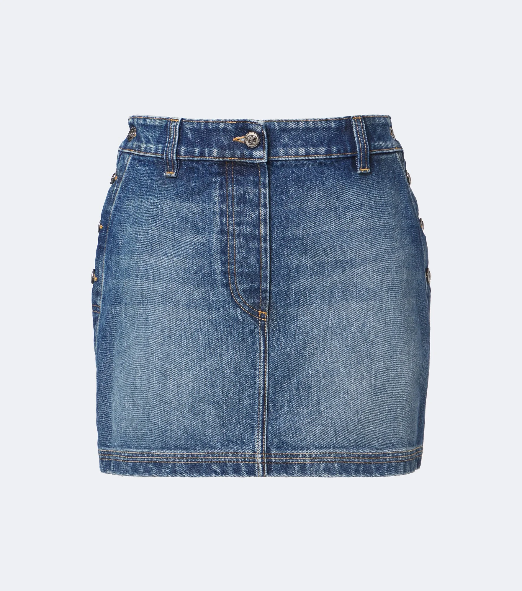 Faded denim miniskirt - 1