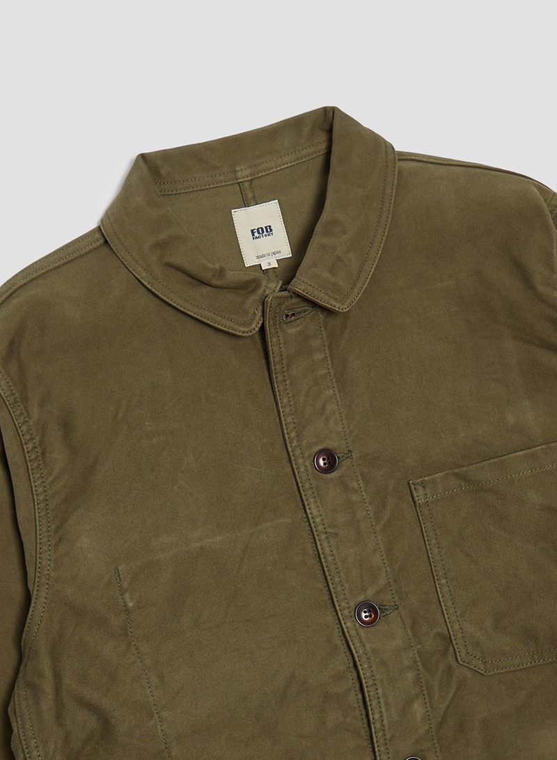 Nigel Cabourn FOB Factory French Moleskin Jacket Olive outlook
