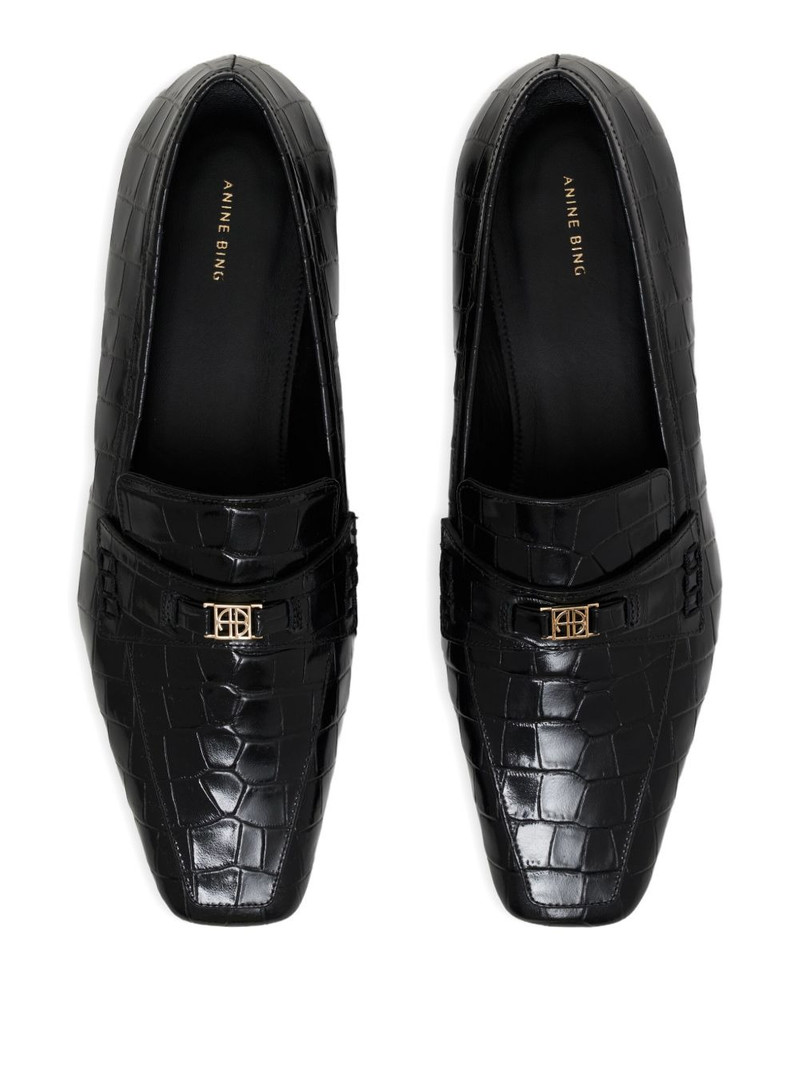 Freya crocodile-embossed loafers 3
