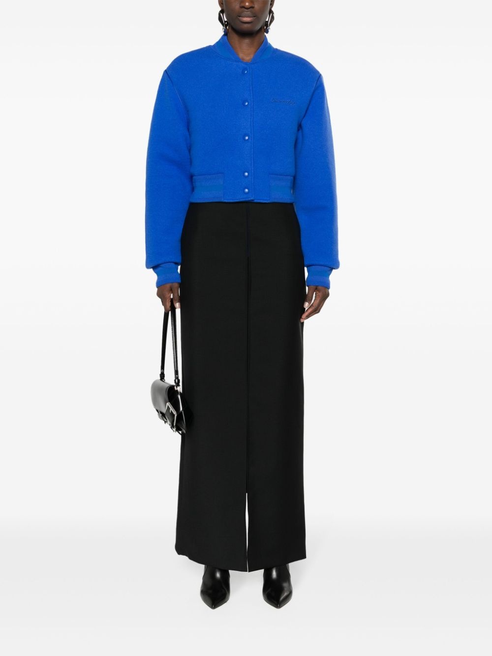 front-slit wool-blend maxi skirt - 2