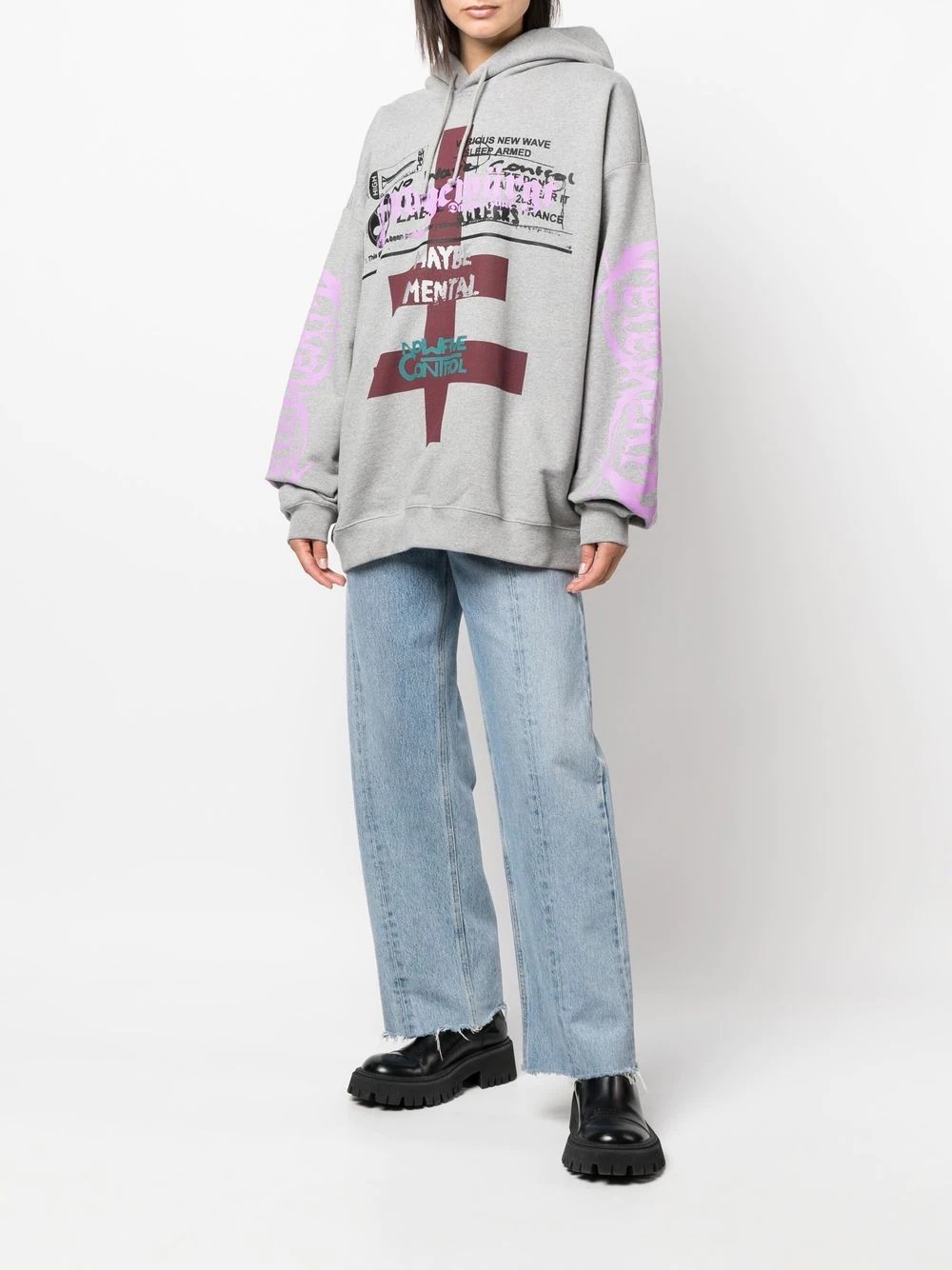 graffiti-print oversized hoodie - 3