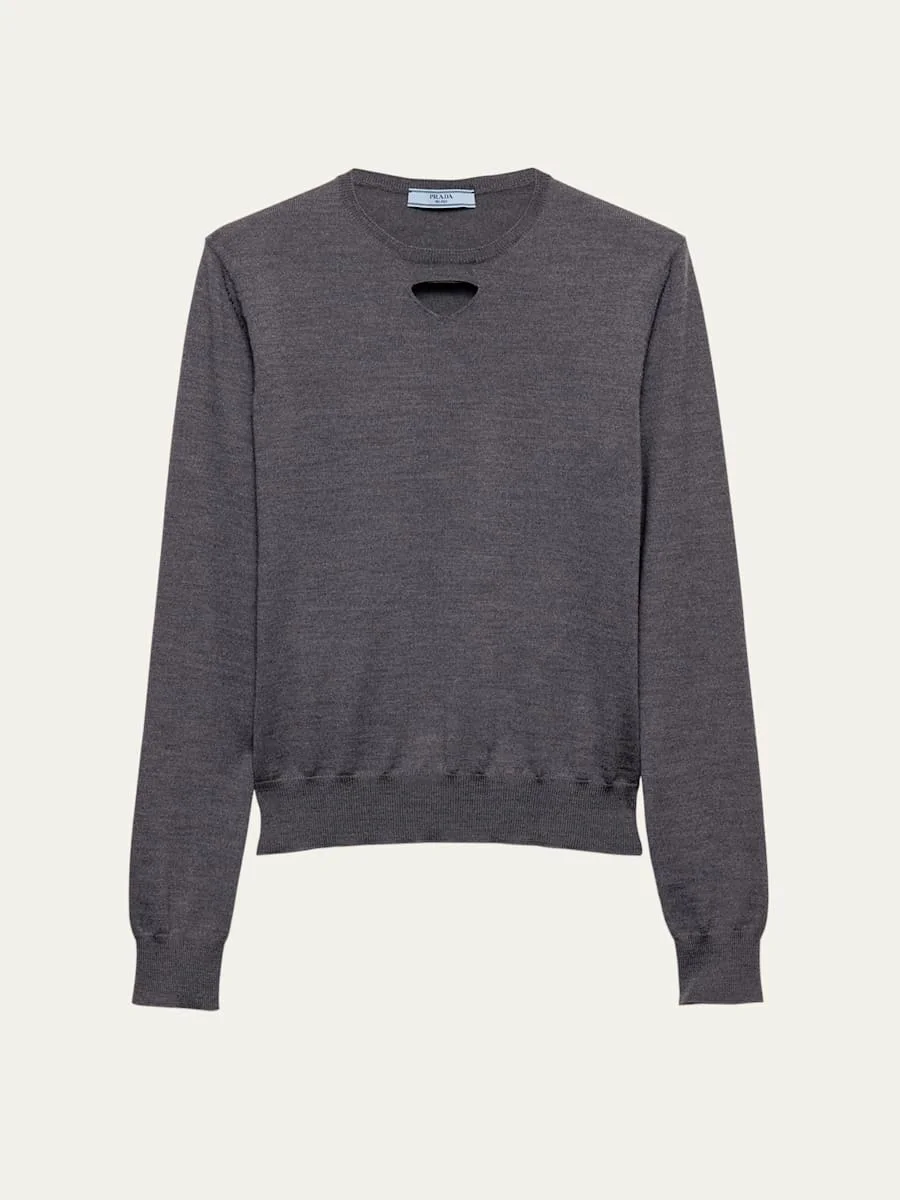 Cutout Triangle Wool Knit Sweater - 1