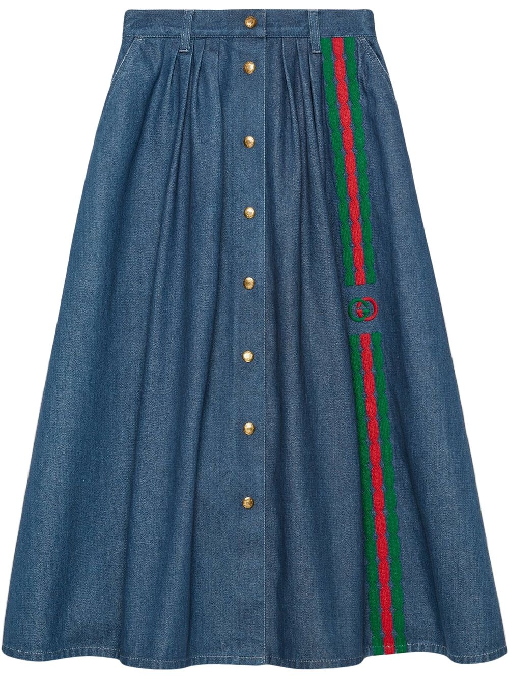 Interlocking G Web denim midi-skirt - 1