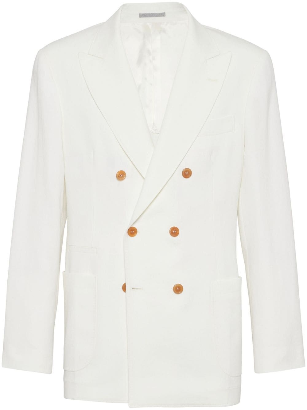 double-breasted linen blazer - 1