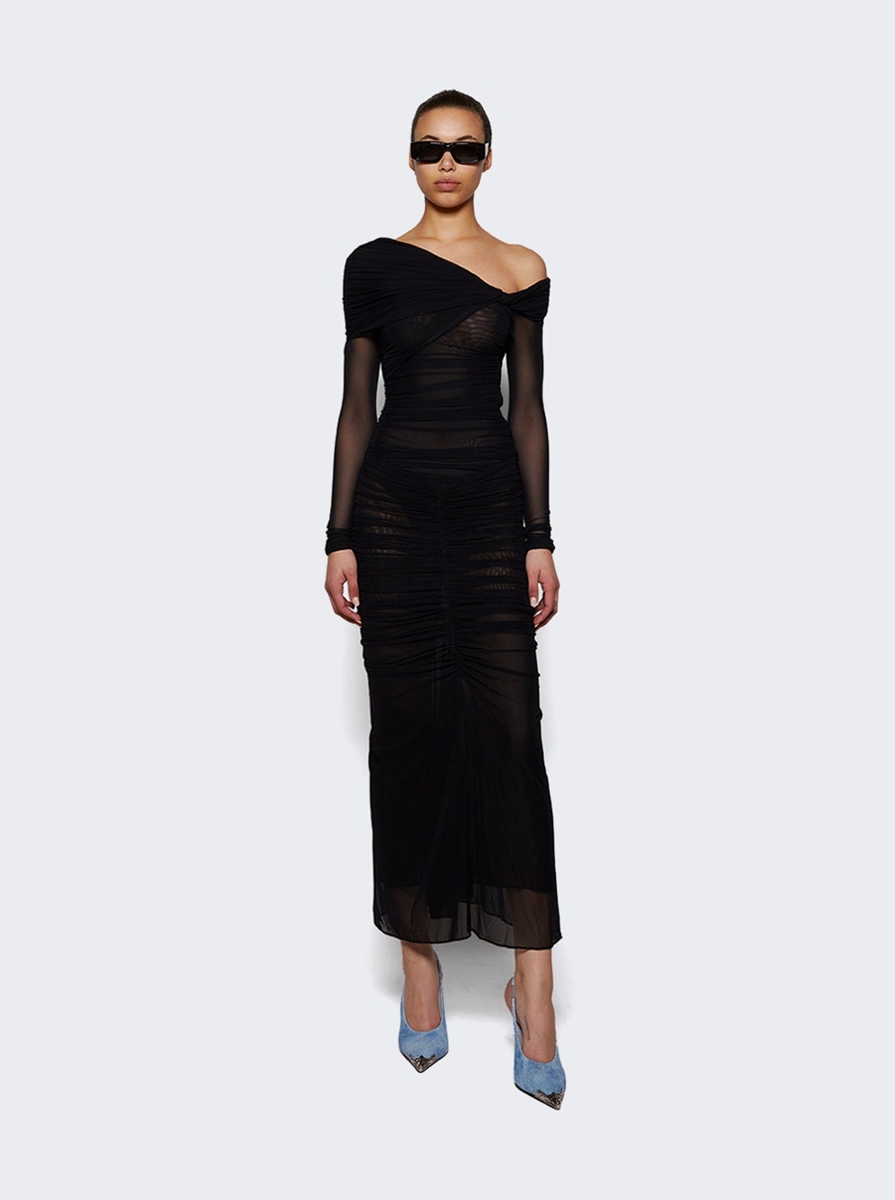 Ruched Midi Skirt Black - 2