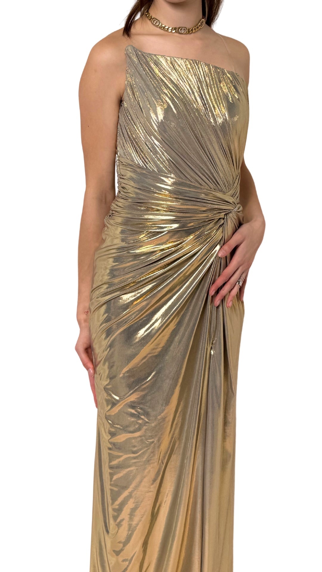Cult Moda - Gold Metallic Cocktail Prom Dress - 7