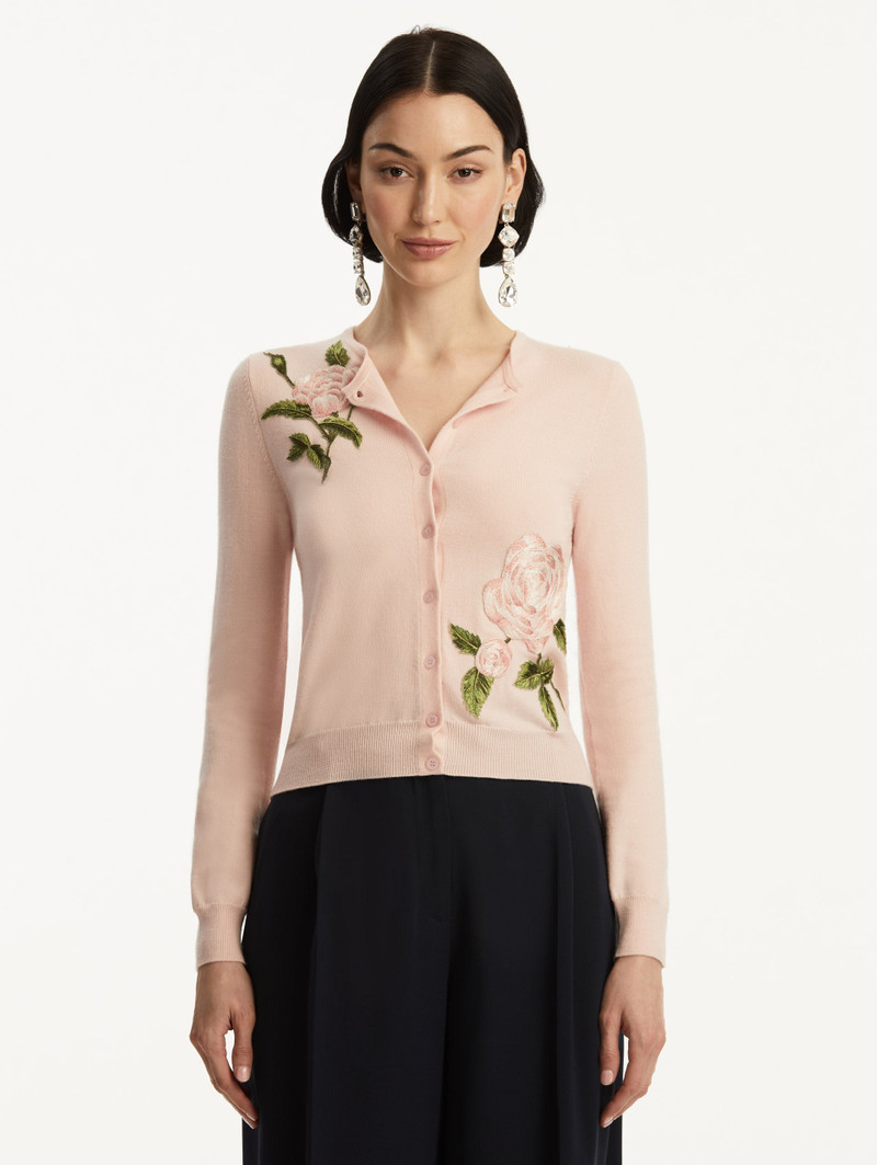 Oscar de la Renta ENGLISH ROSE THREADWORK CARDIGAN outlook