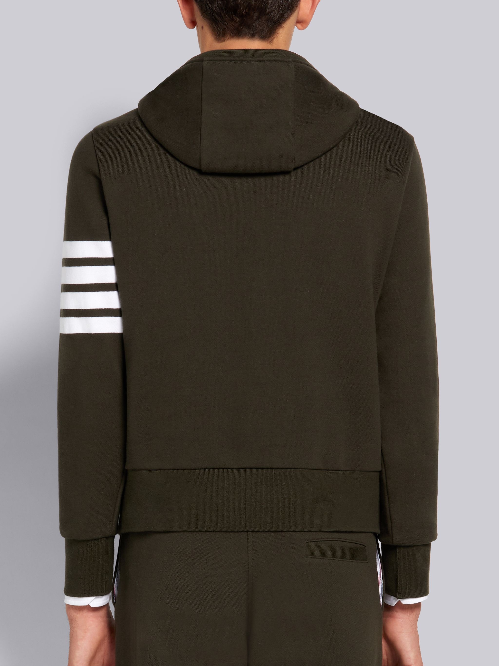 Dark Green Loopback Terry 4-Bar Classic Pullover Hoodie - 3