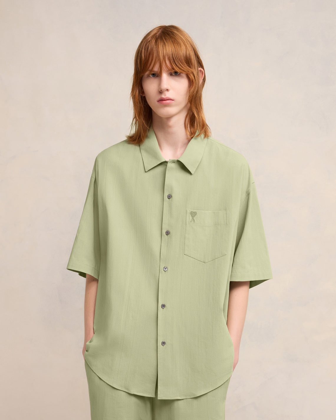 ★★AMI PARIS★★ Polka Dot Short Sleeve Shirt Beige HSH203S AMI Paris CAMP COLLAR SHORT SLEEVE SHIRT | REVERSIBLE