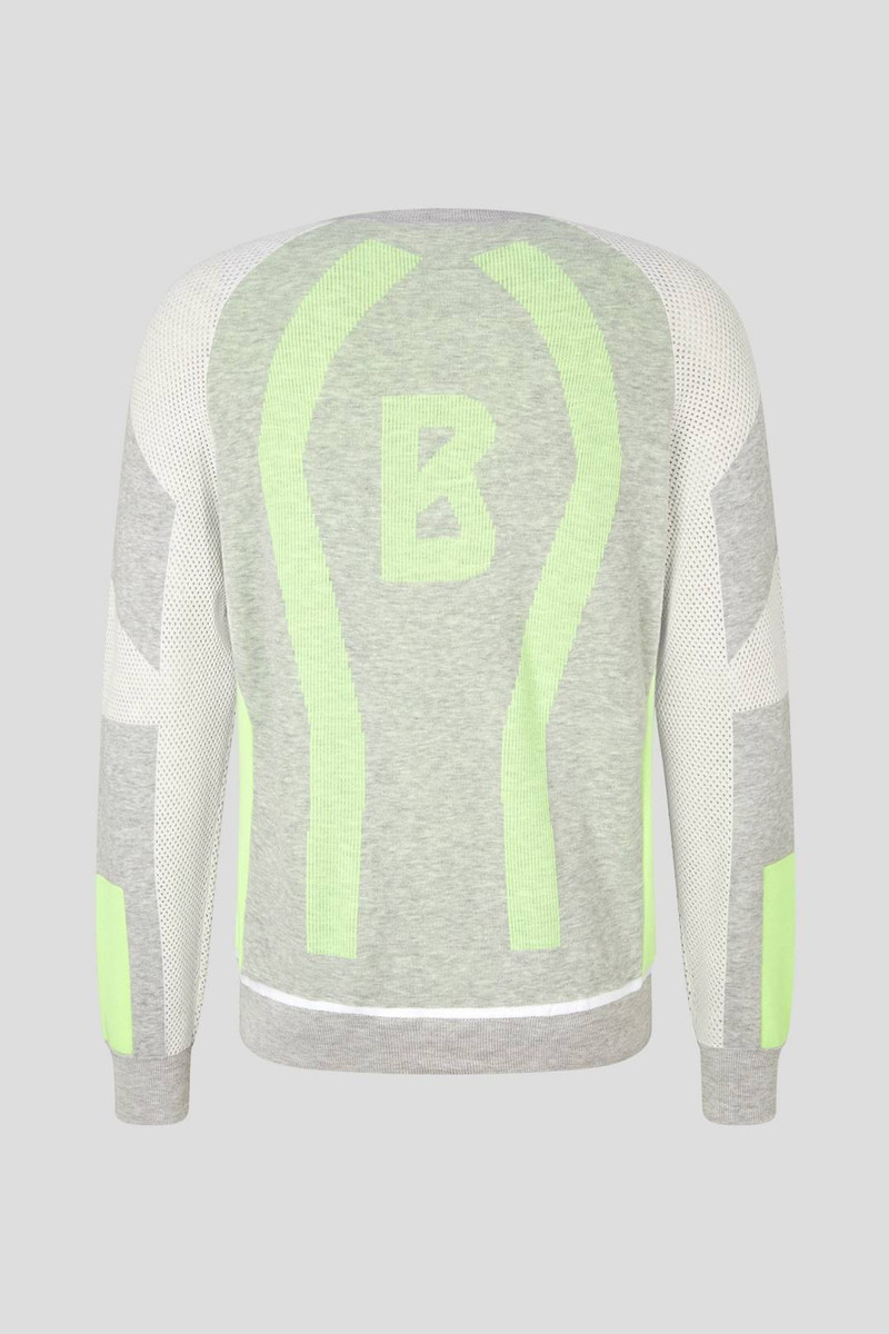 BOGNER KARE KNITTED PULLOVER IN LIGHT GREY/LIME outlook