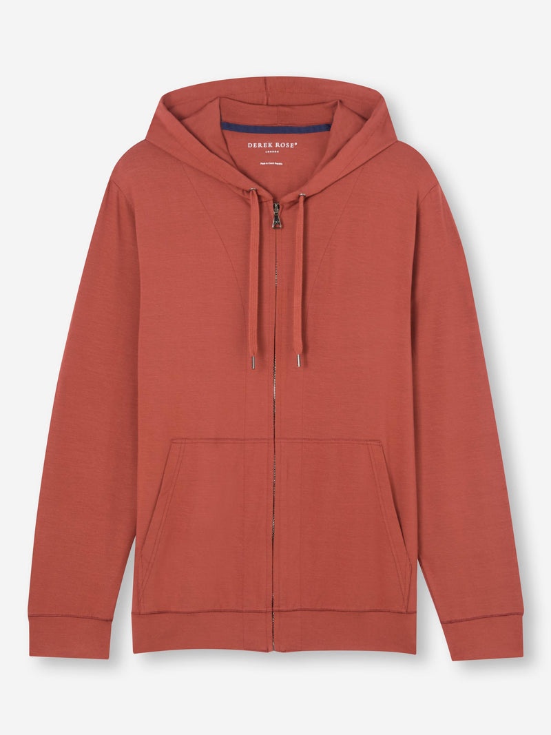 Men's Hoodie Basel Micro Modal Stretch Rust Red - 1