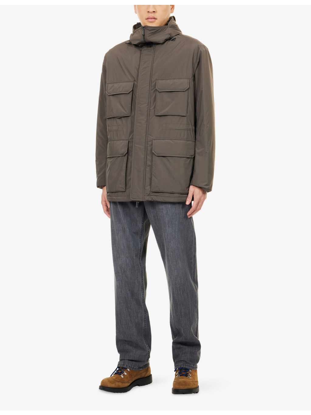 Logo-Patch Flap-Pocket Shell Jacket - 3