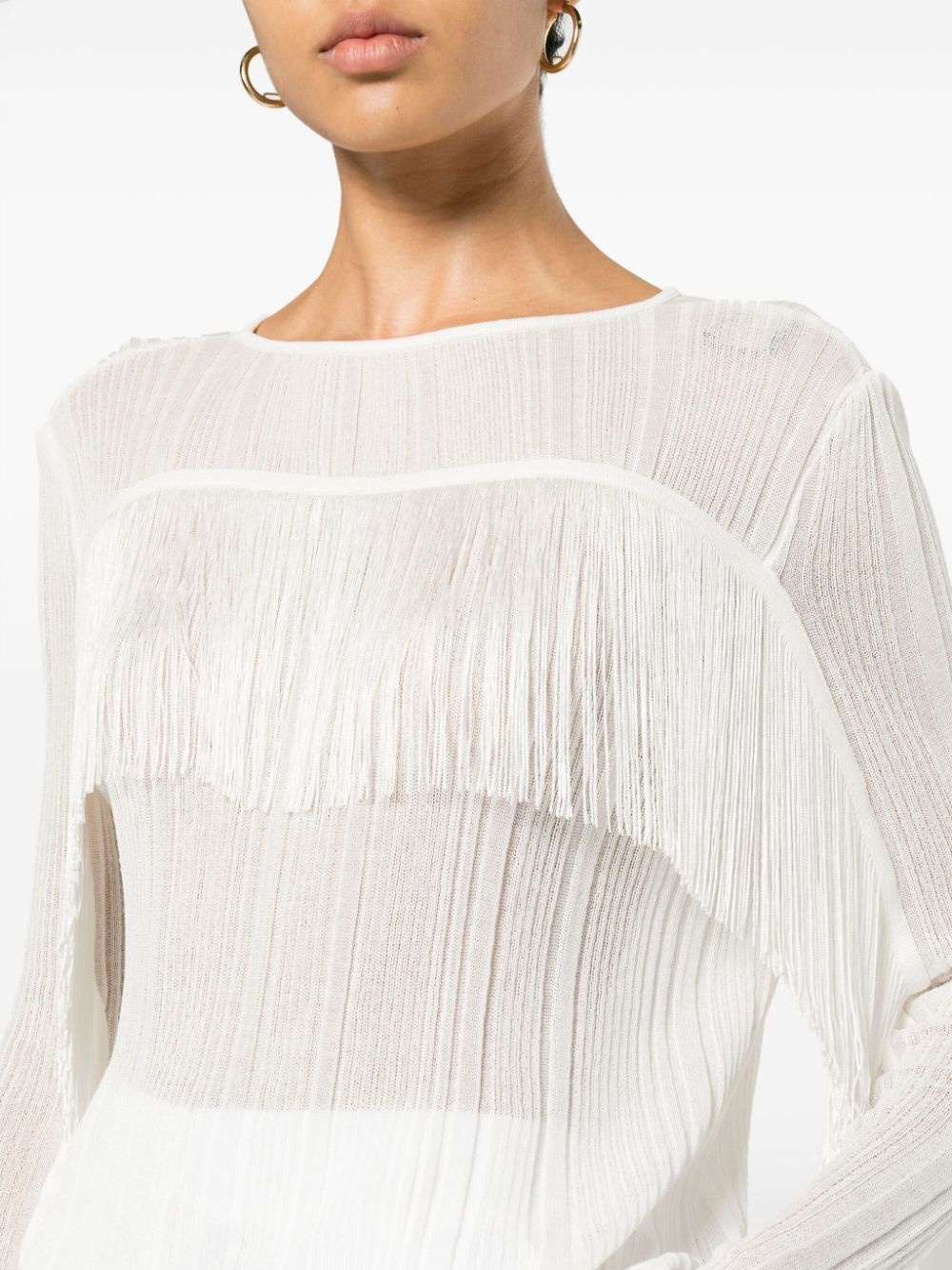 fringed ribbed blouse - 5