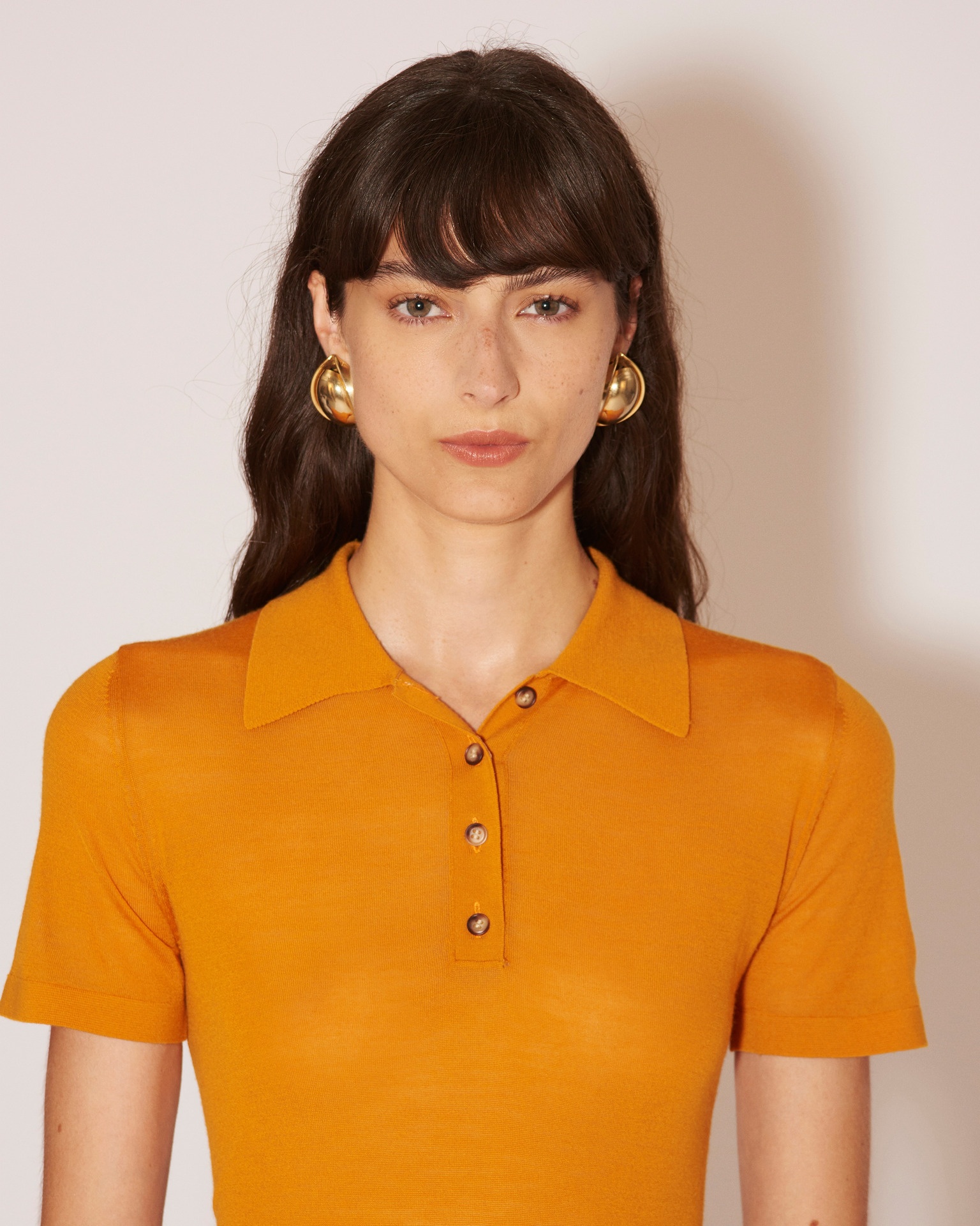 HATTI - Superfine merino polo shirt - Orange - 2