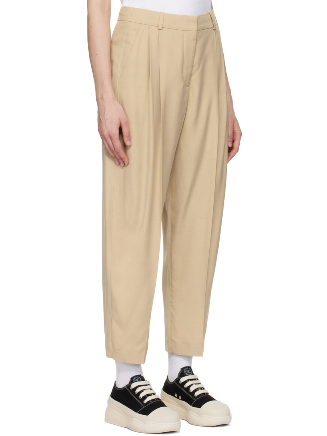 Beige Tapered Trousers - 2