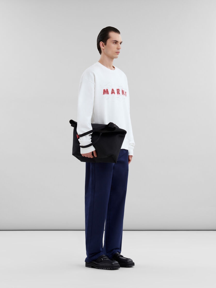 WHITE ORGANIC COTTON SWEATSHIRT WITH WRINKLED MARNI LOGO - 5