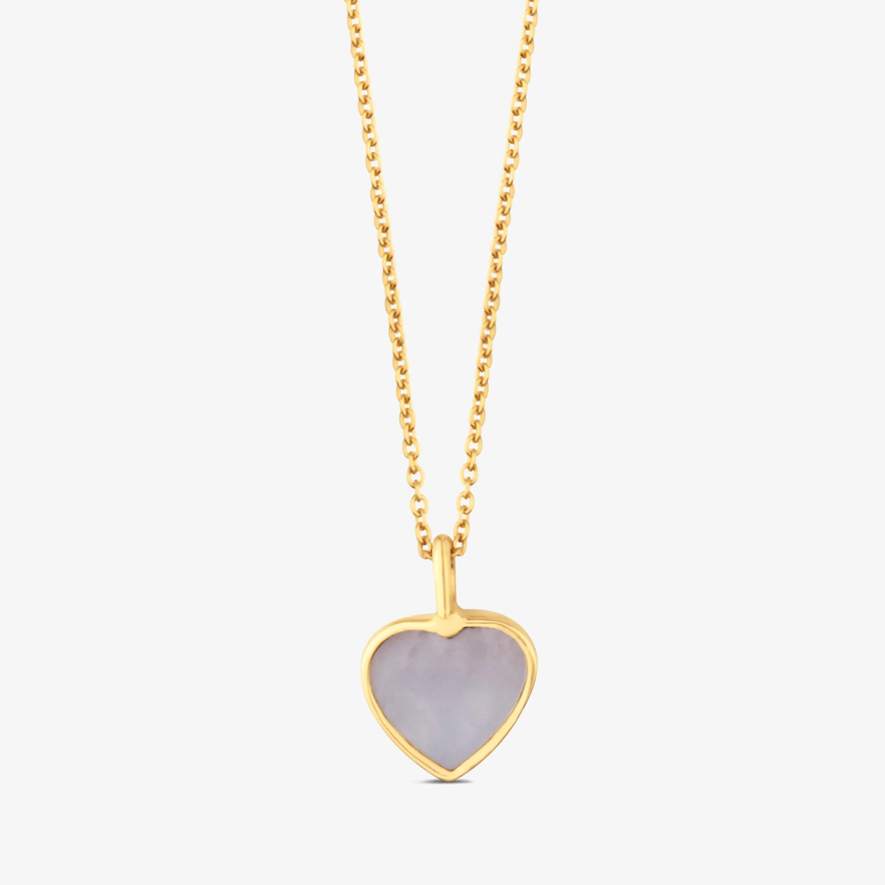 18K solid gold and Mother-of-pearl XXS heart Necklace - 1