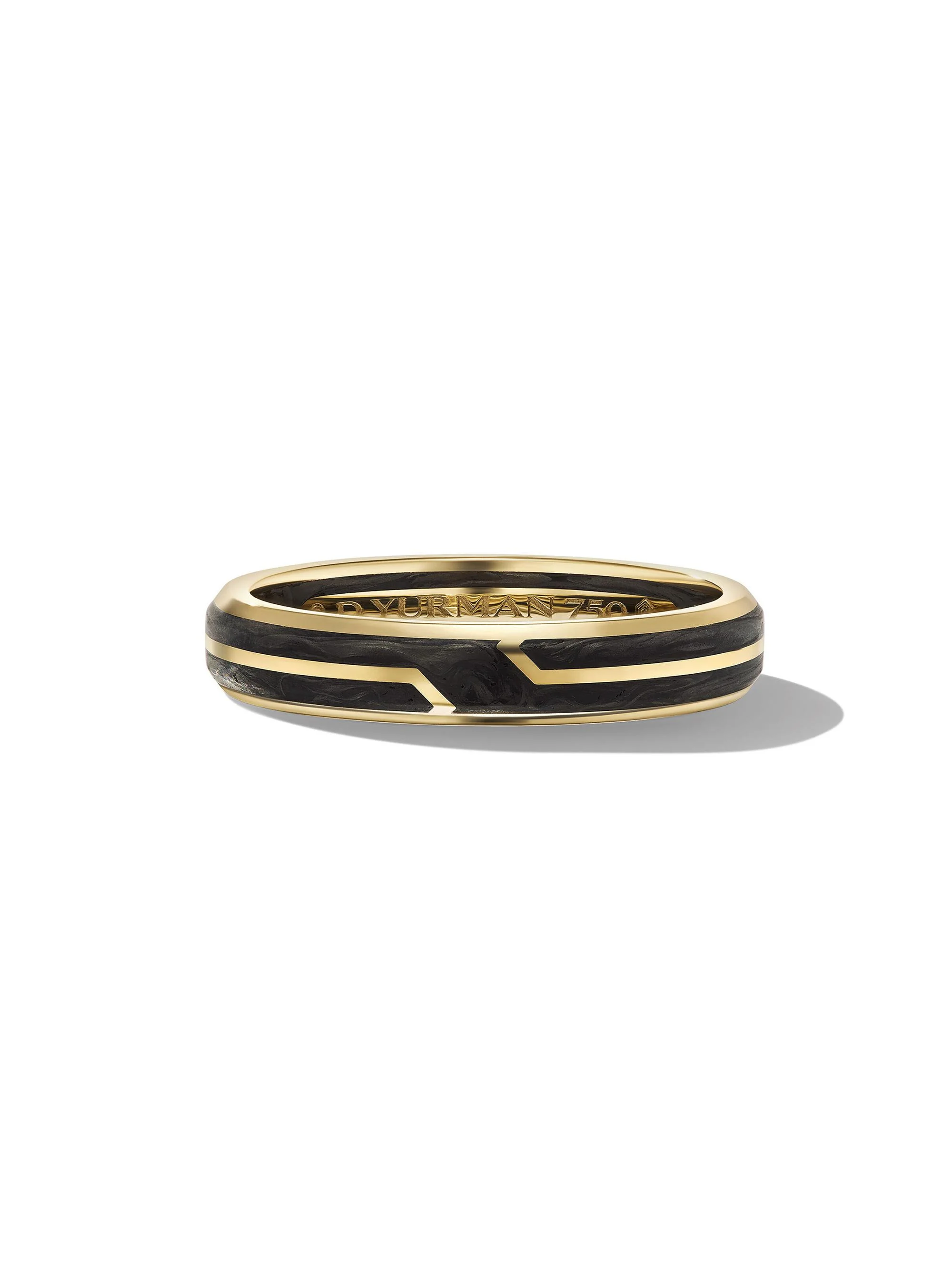 Men's Forged Carbon Band Ring in 18K Yellow Gold - Black - 1