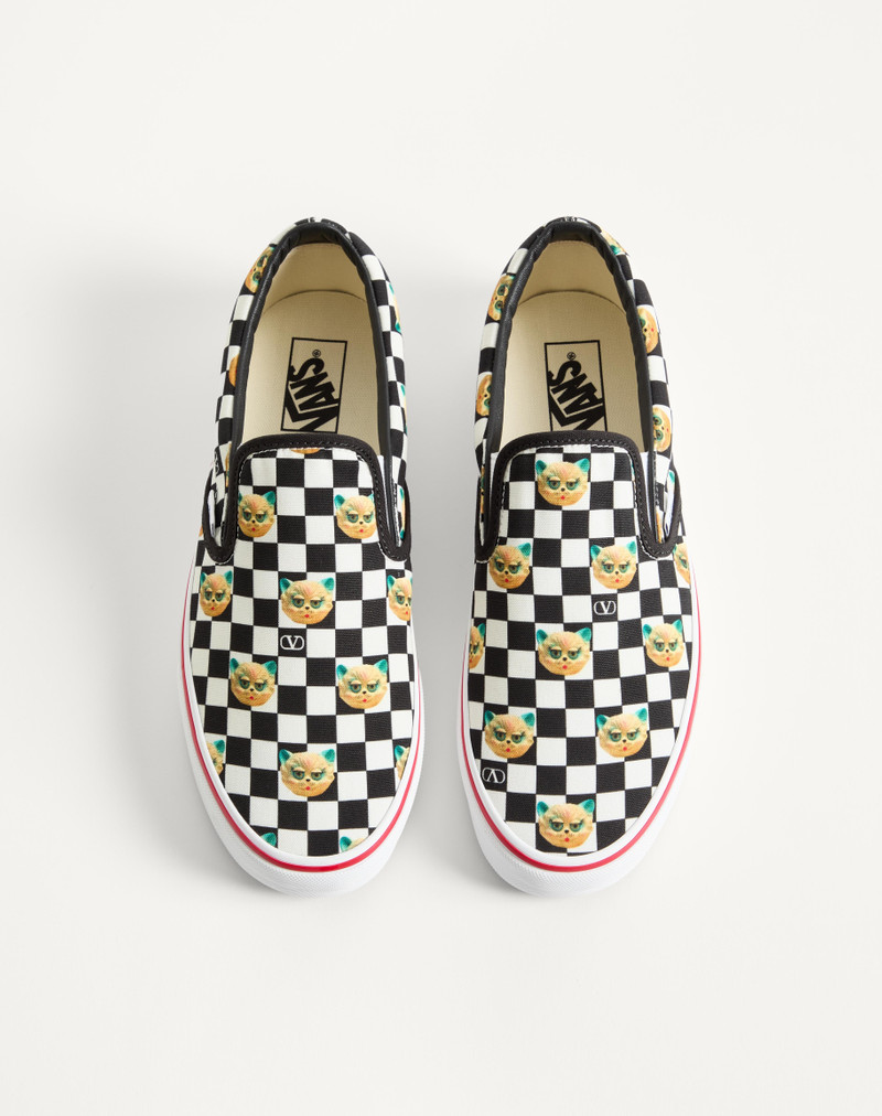 VALENTINO GARAVANI AND VANS SLIP-ON SNEAKER IN FABRIC WITH LE CHAT DE LA MAISON PRINT AND VLOGO CHEC 5