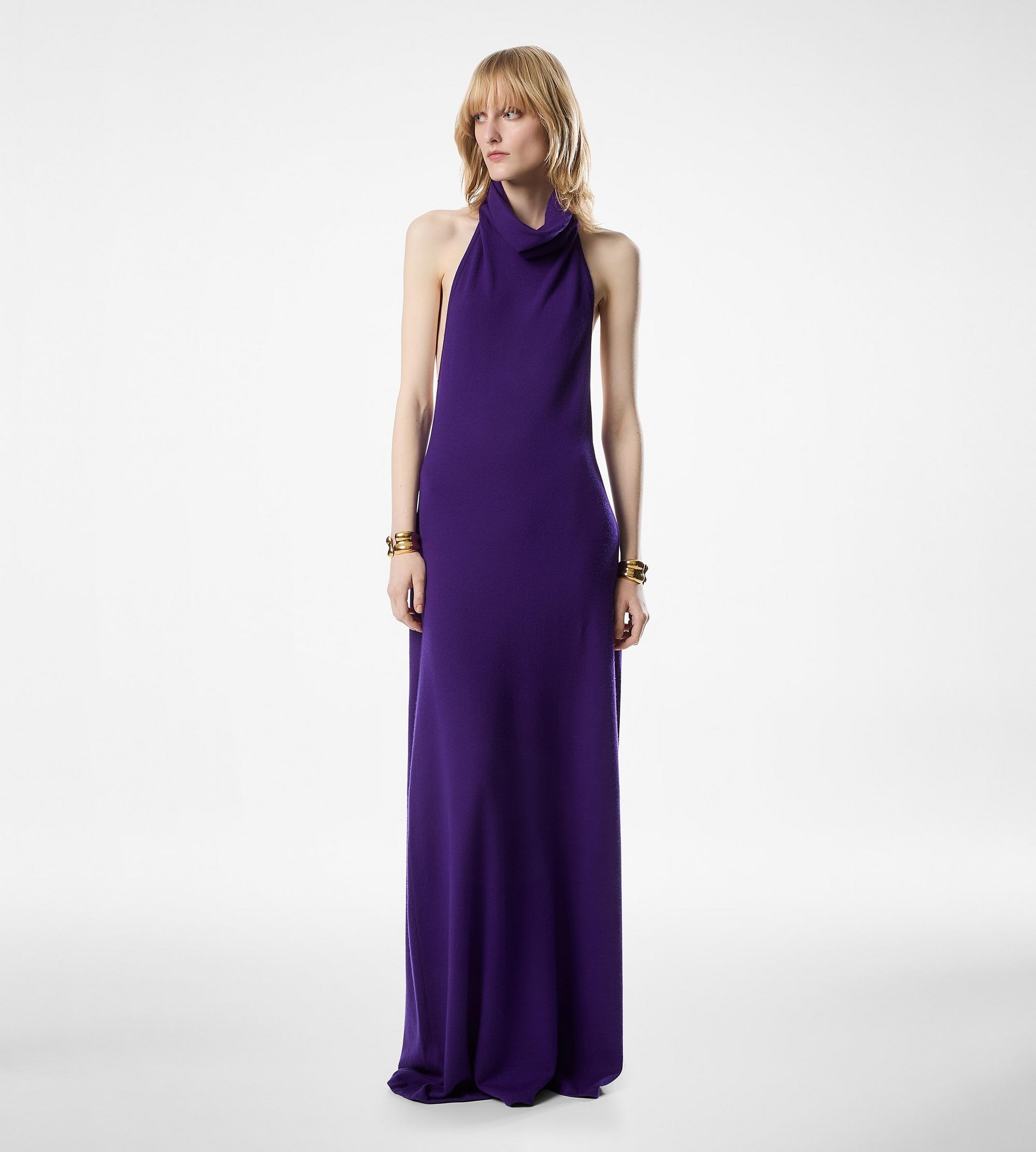 LONG HALTERNECK DRESS WITH POCKETS AND OPEN BACK - 3