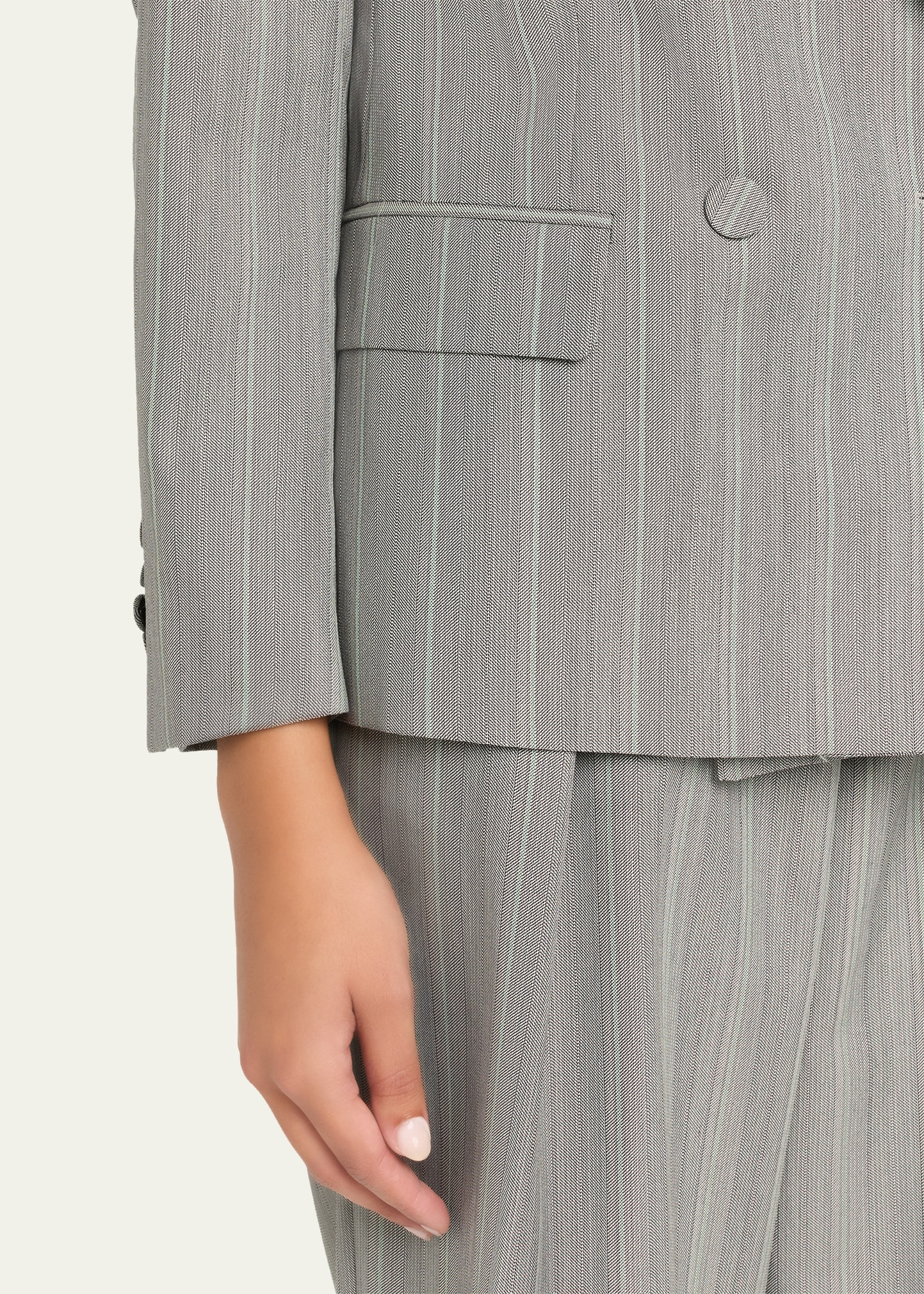 Beaura Pinstripe Double-Breasted Blazer - 5