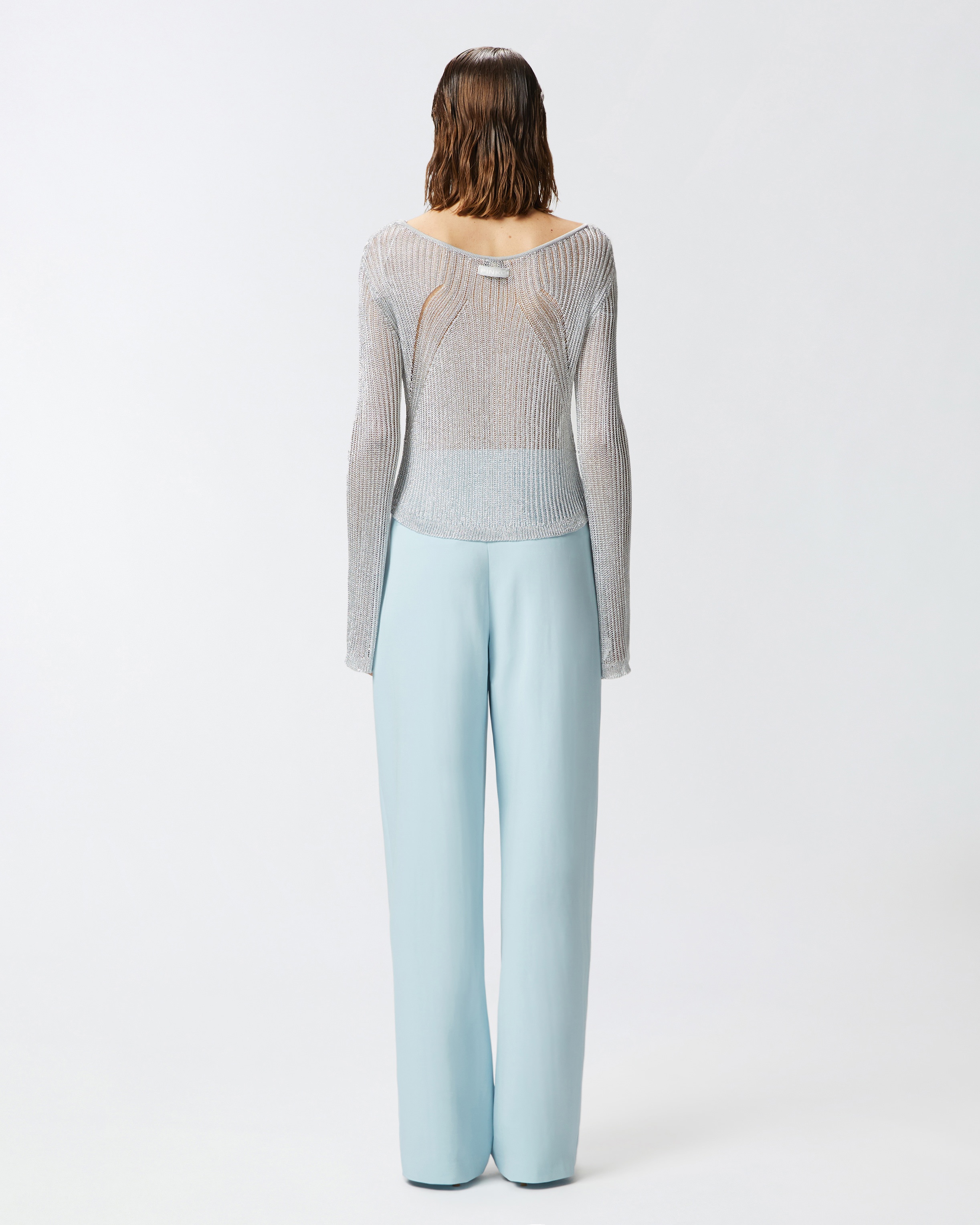 METALLIC TRANSPARENT SWEATER WITH WIDE NECKLINE - 4