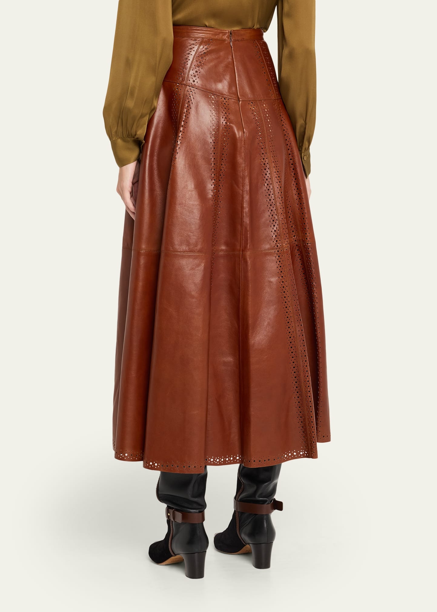 Aninda Leather Midi Skirt - 3