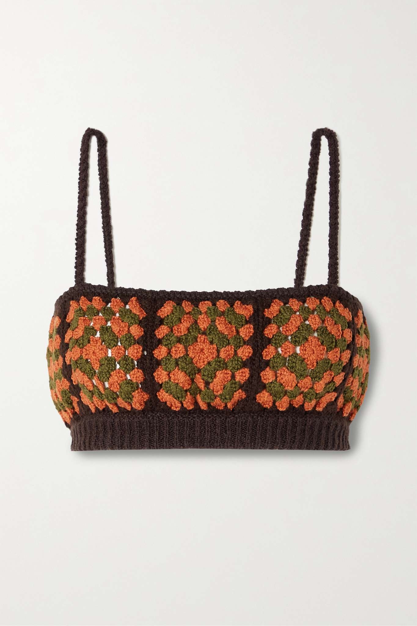 Postive Vibes crochet-knit cotton bralette - 1