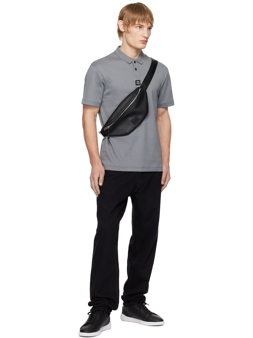 Gray Interlock-Cotton Polo - 4