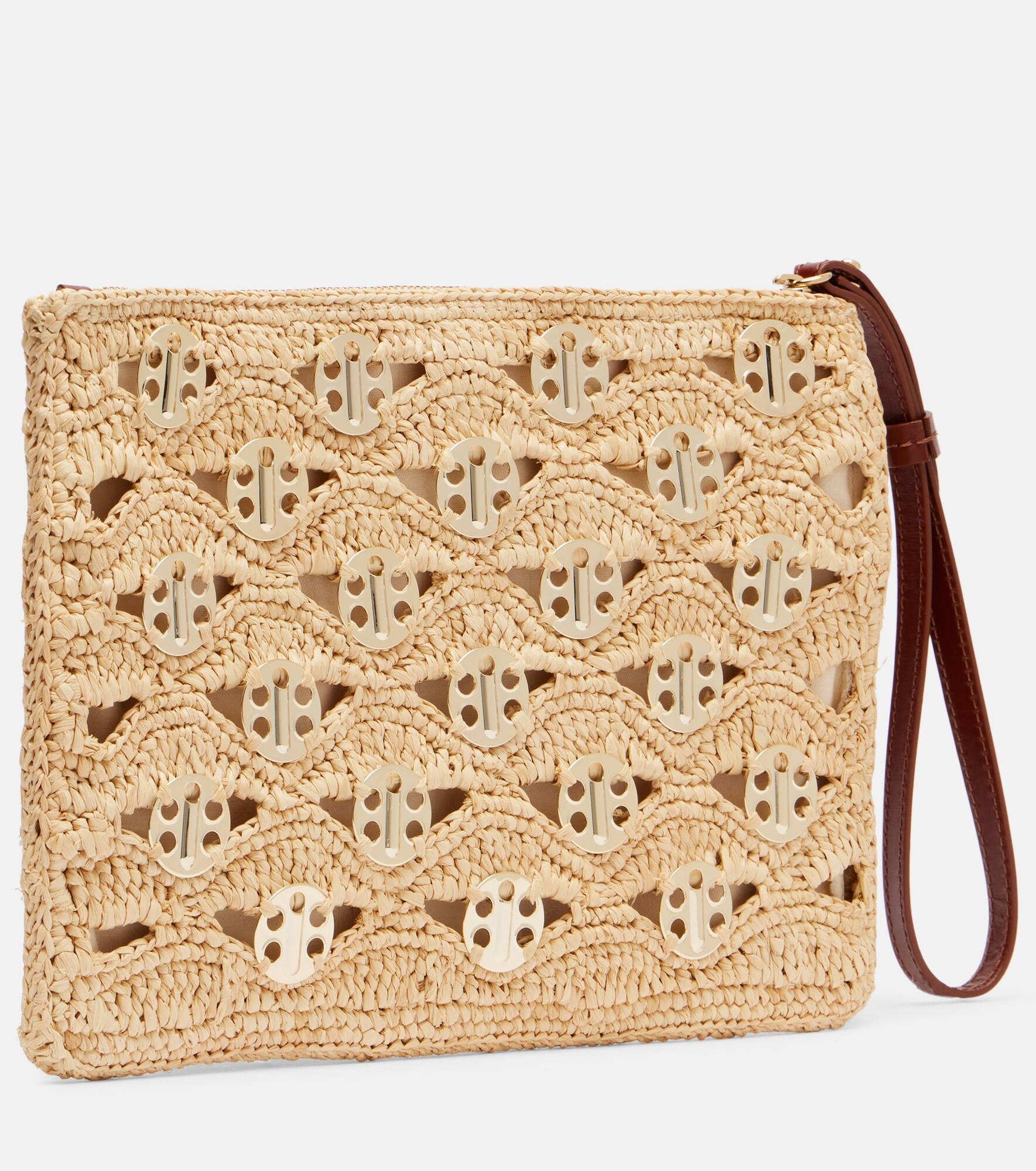 Embellished raffia clutch - 4