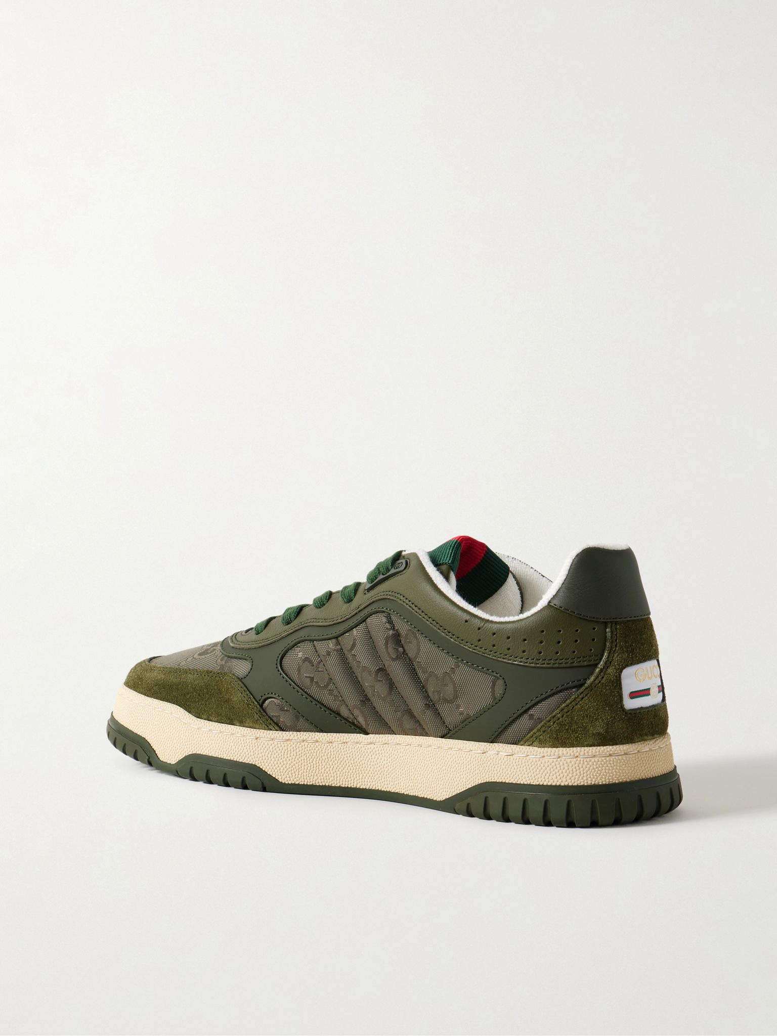 Re-Web Suede and Webbing-Trimmed Canvas and Leather Sneakers Green - 4