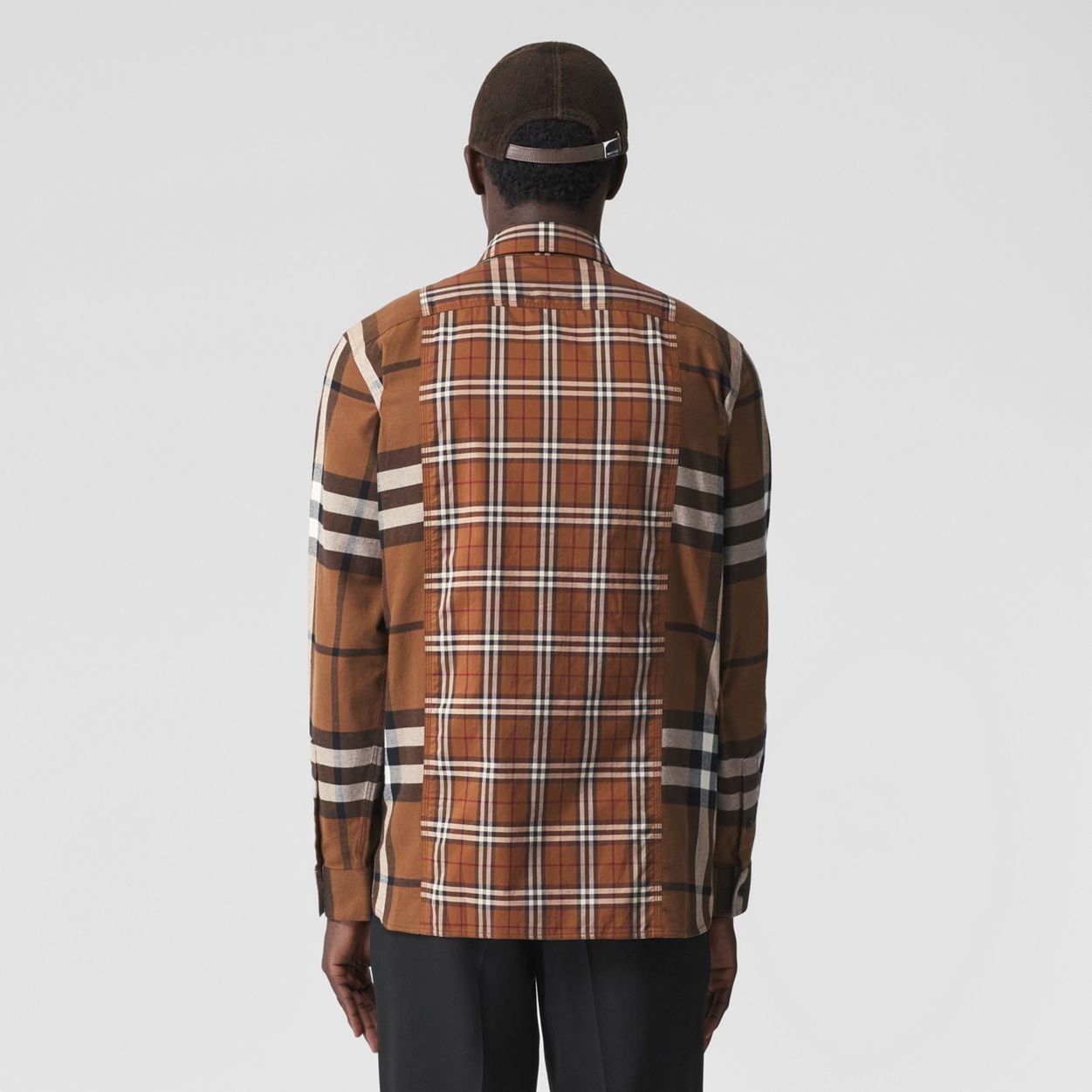 Contrast Panel Check Cotton Flannel Shirt - 4