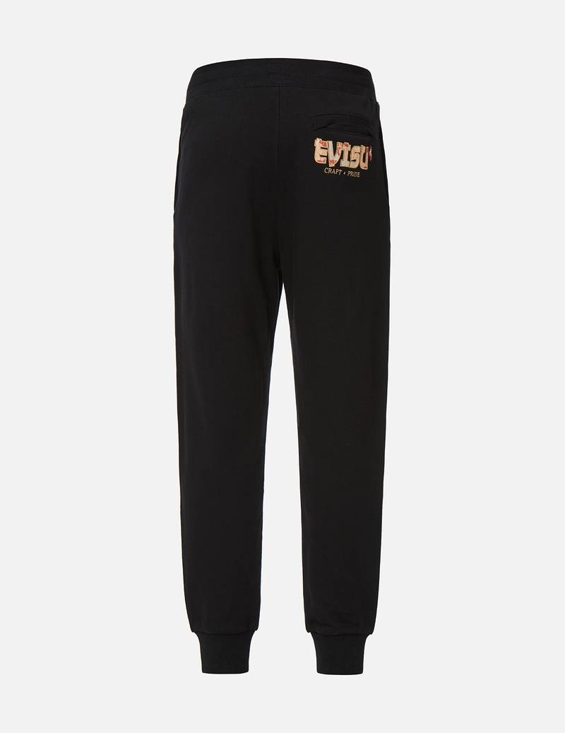 EVISU JAPANESE-PATTERN LOGO APPLIQUÉ SWEATPANTS outlook
