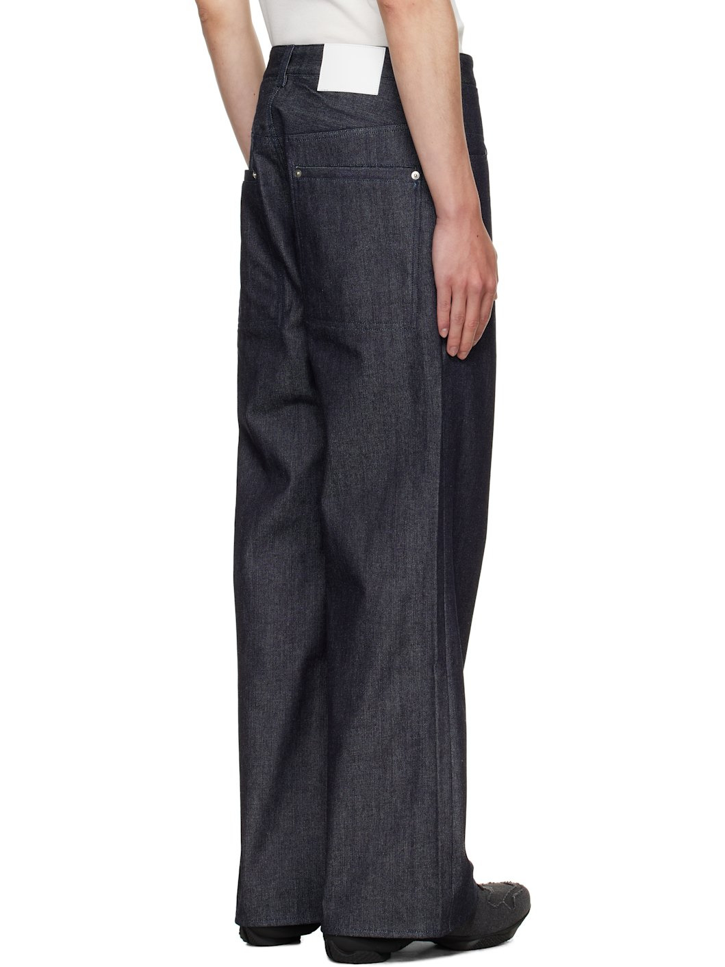 Navy Straight Rivet Jeans - 3