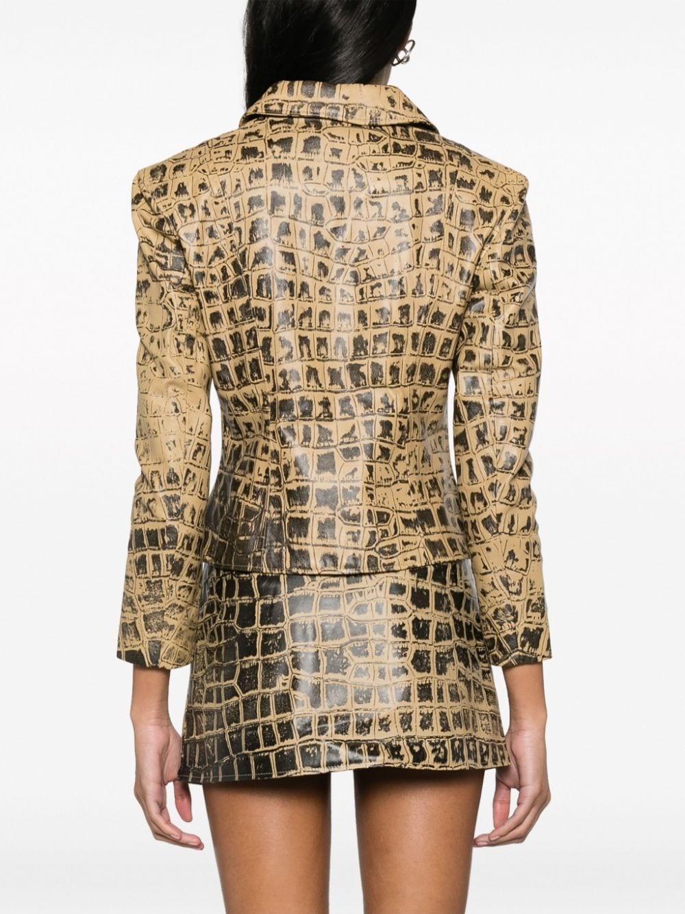 Scythe crocodile-print leather jacket - 4