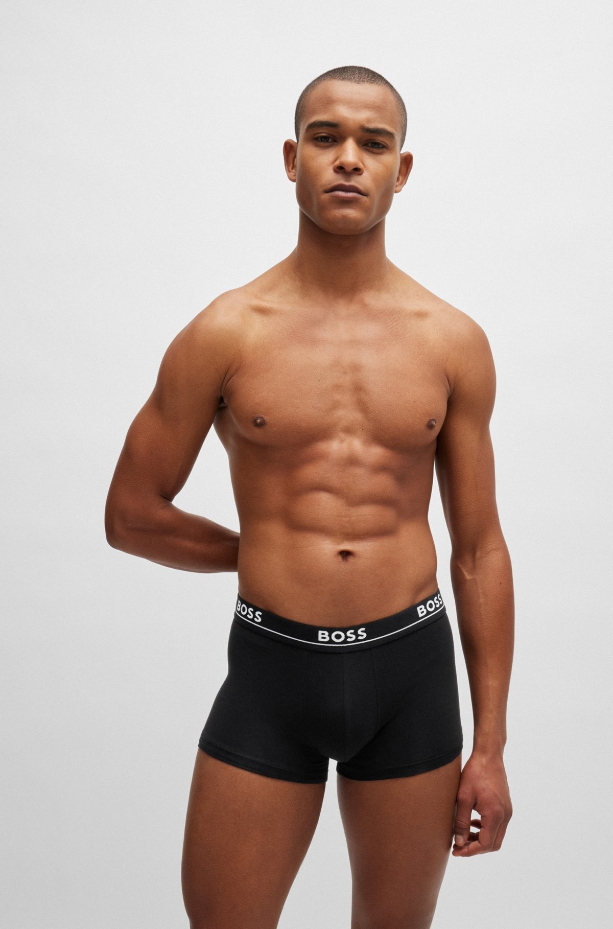 THREE-PACK OF STRETCH-COTTON TRUNKS WITH LOGO WAISTBANDS - 6
