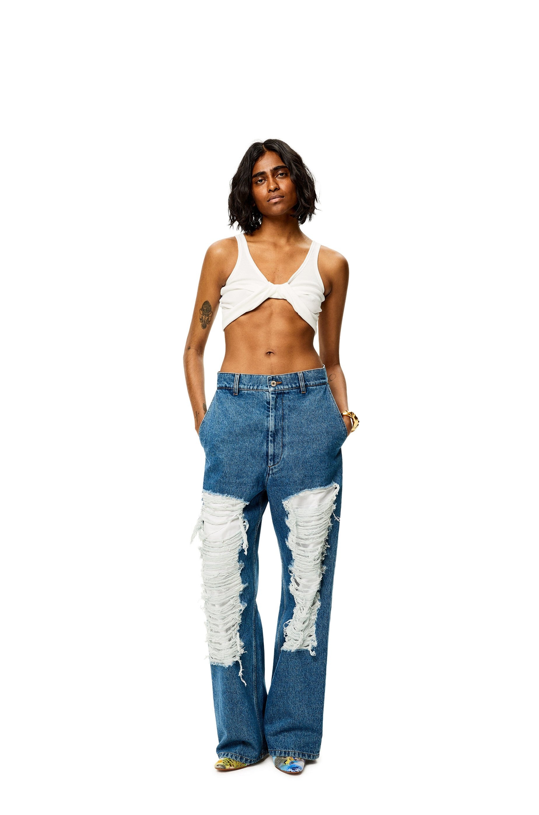 Ripped baggy jeans in denim - 2