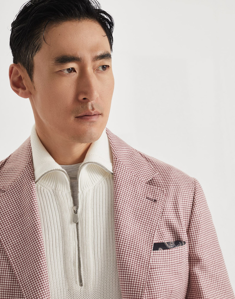 Wool, linen and silk houndstooth deconstructed blazer 3