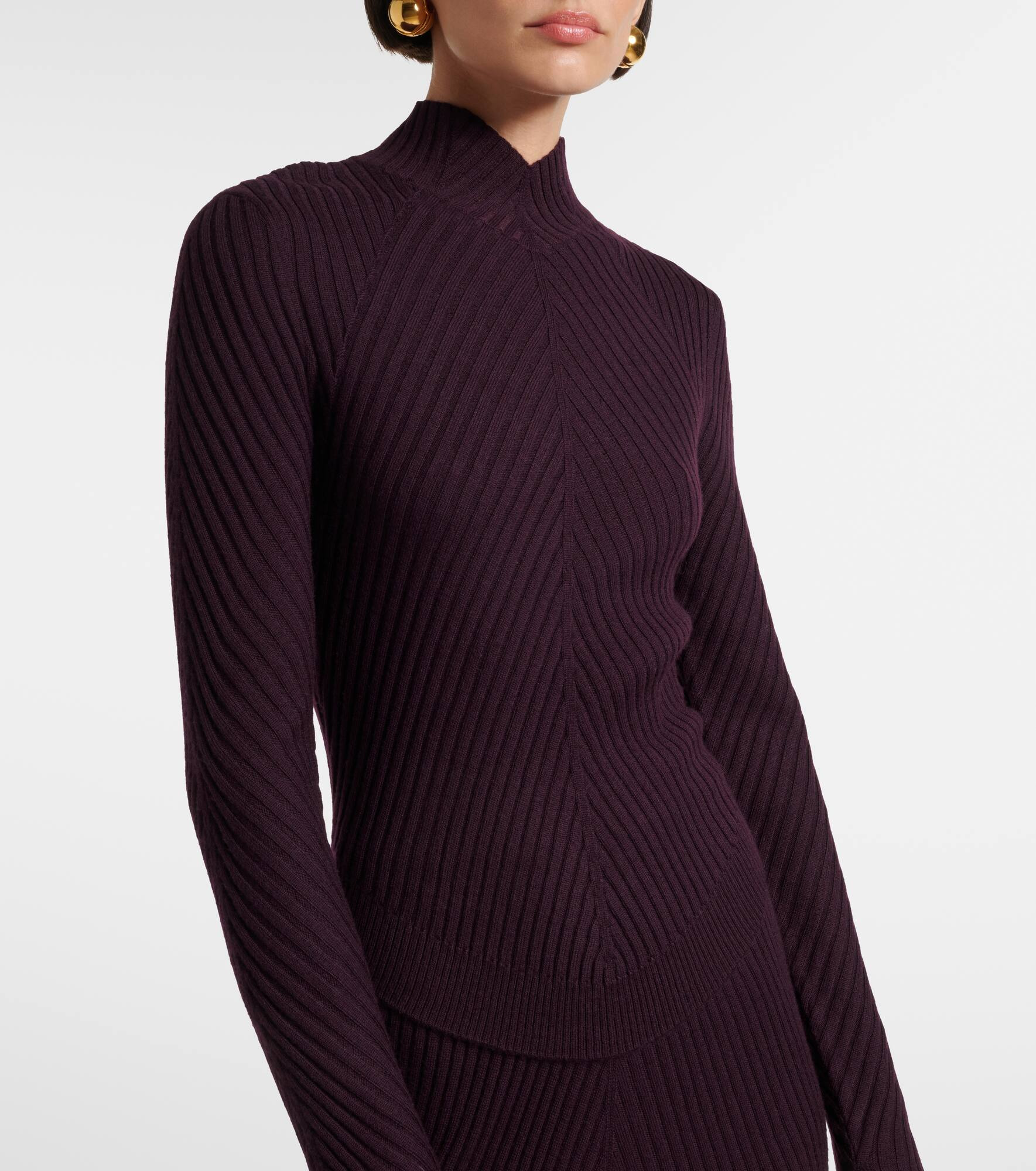 Ribbed-knit wool turtleneck top - 6