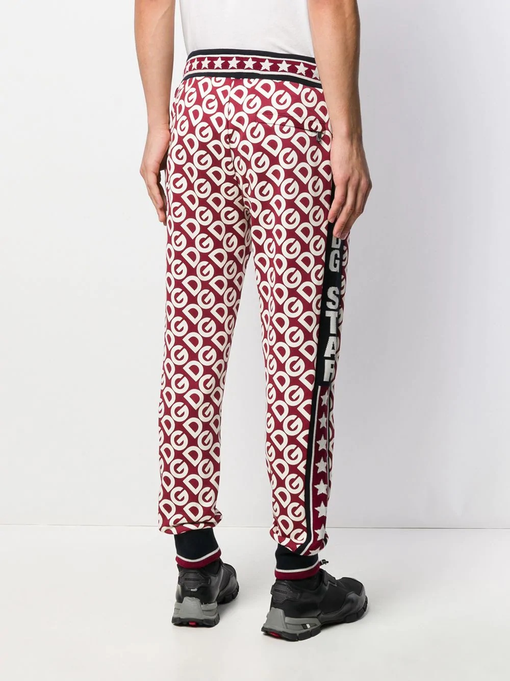 logo tape monogram print track pants - 4